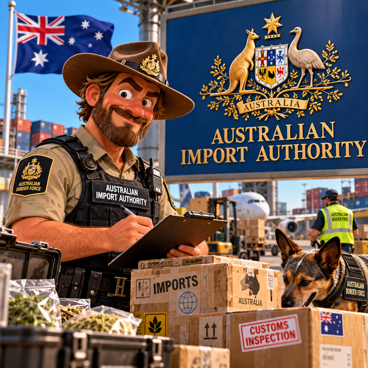 Australian flag and map imagery representing terpene regulations in Australia